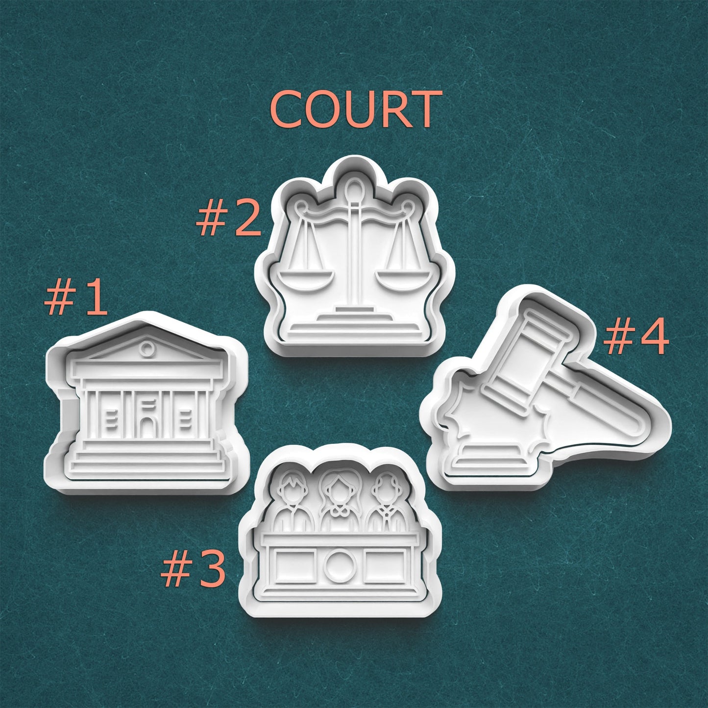 Courtroom Cookie Cutter Set – Gavel, Judge, Courthouse & Scales