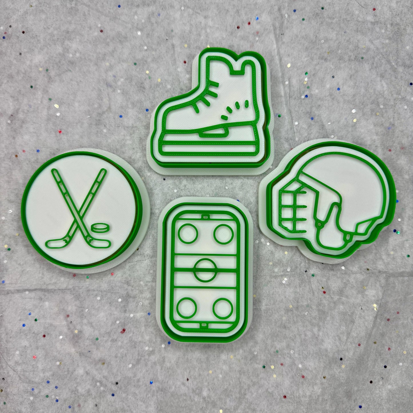 Hockey Cookie Cutter Set – Rink, Sticks, Skate & Helmet