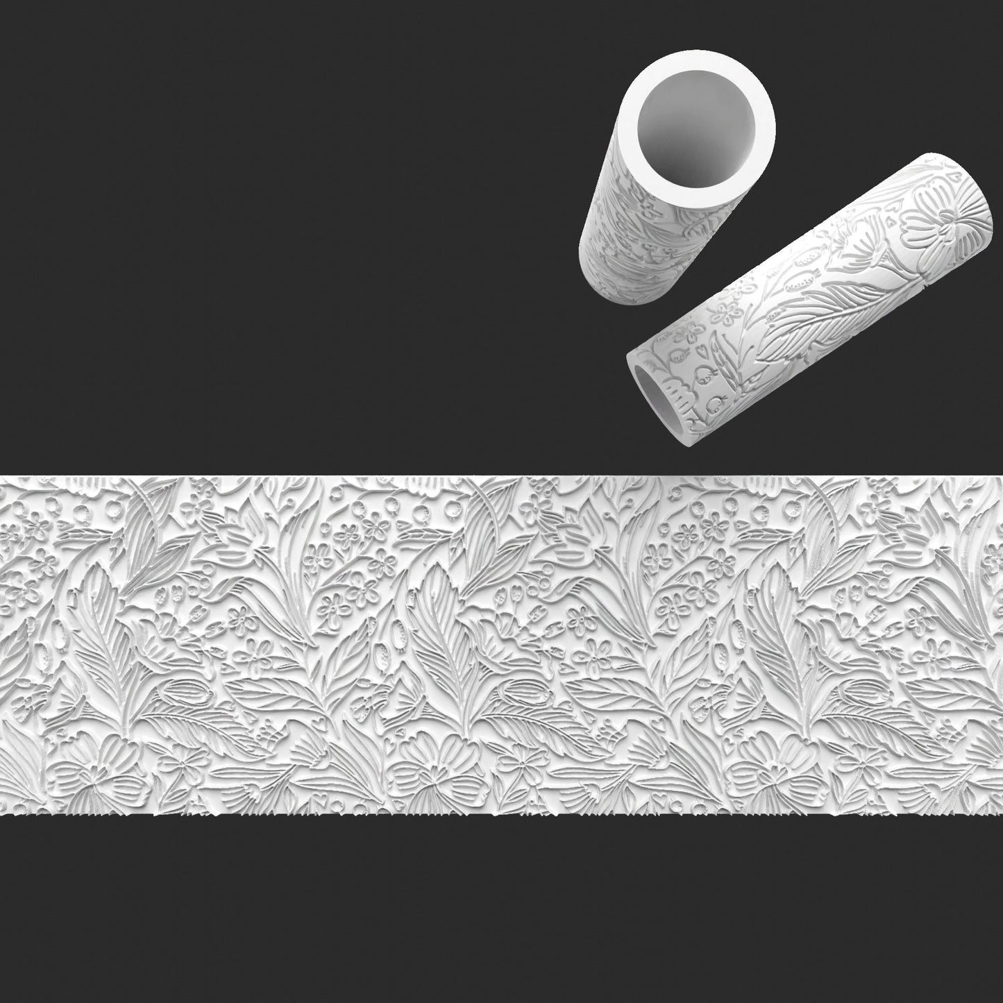 Floral Wallpaper Texture Roller – Embossed & Debossed for Clay, Fondant & Crafts