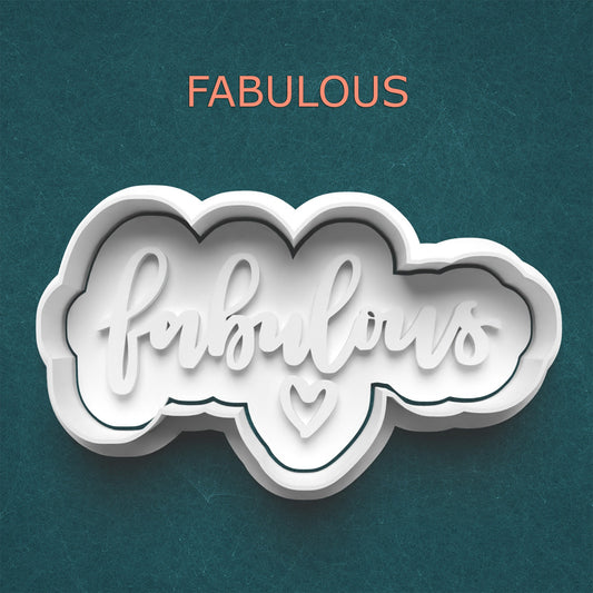 Fabulous Cutter & Stamp – Glam Phrase Cookie or Clay Design