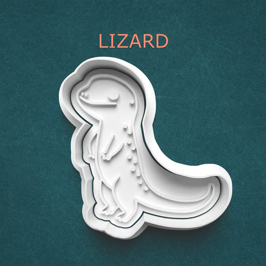Lizard Cookie Cutter & Stamp – Cute Reptile Design | 4 Sizes Available
