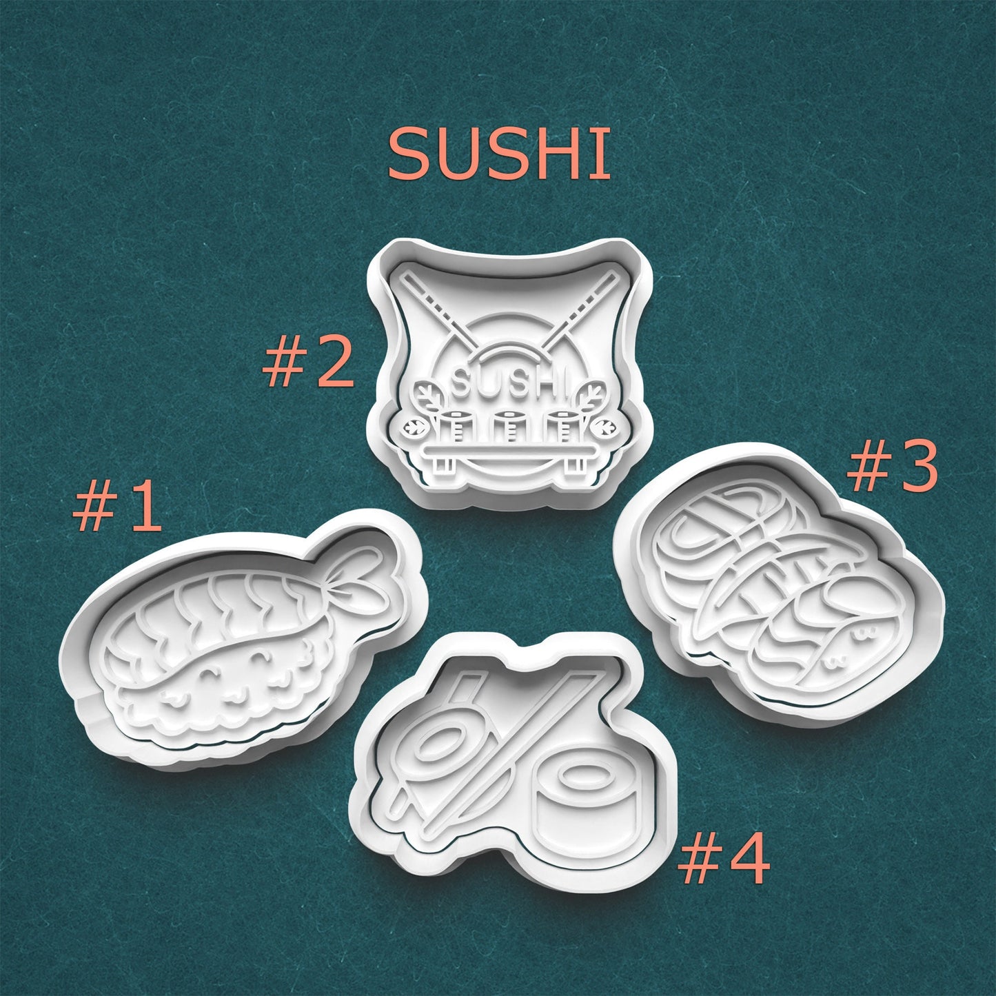 Sushi Cookie Cutter & Stamp Set – 4 Japanese-Inspired Designs