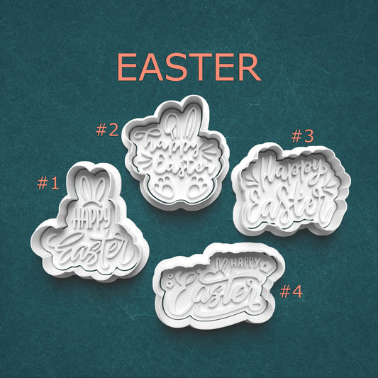 Happy Easter Cookie Cutter & Stamp Set – 4 Styles Available