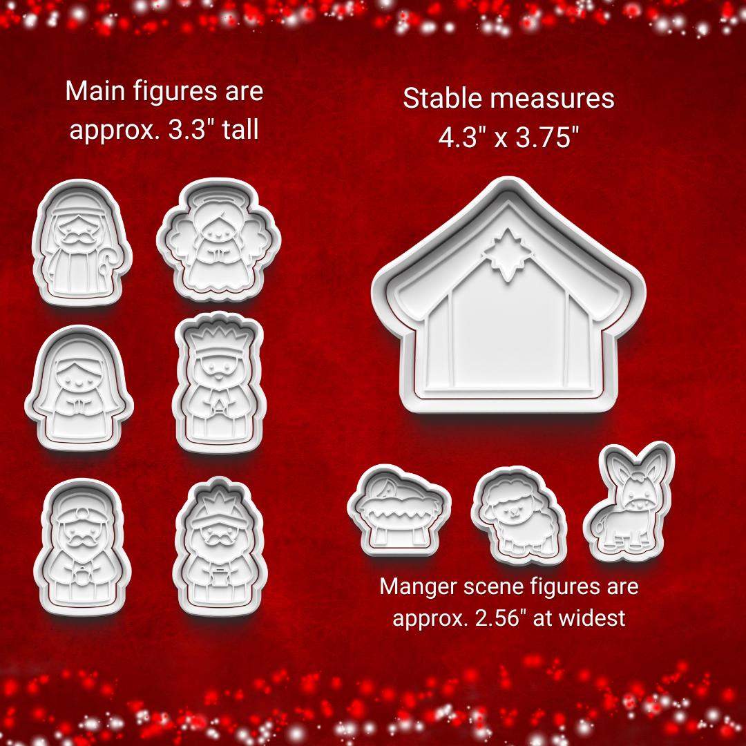 Nativity Cookie Cutter & Stamp Set – 10-Piece Complete Scene