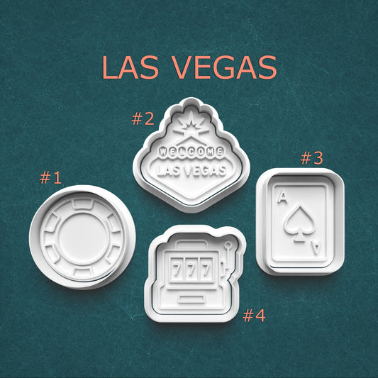 Las Vegas Cookie Cutter & Stamp Set – 4 Iconic Designs