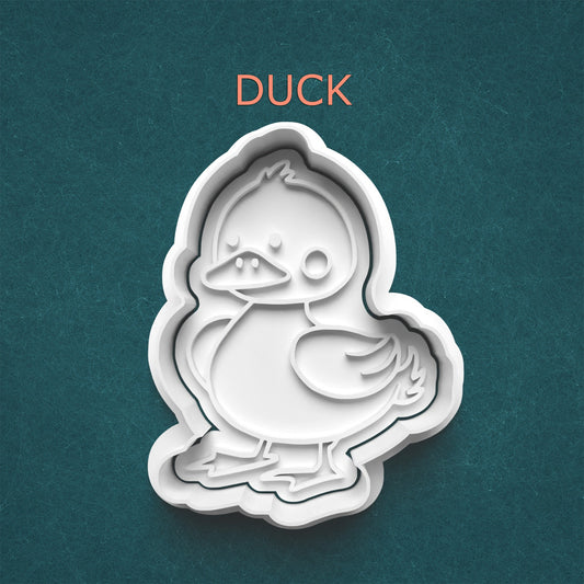 Duck Cookie Cutter & Stamp Set – Cute Baby Bird Design | 4 Sizes Available