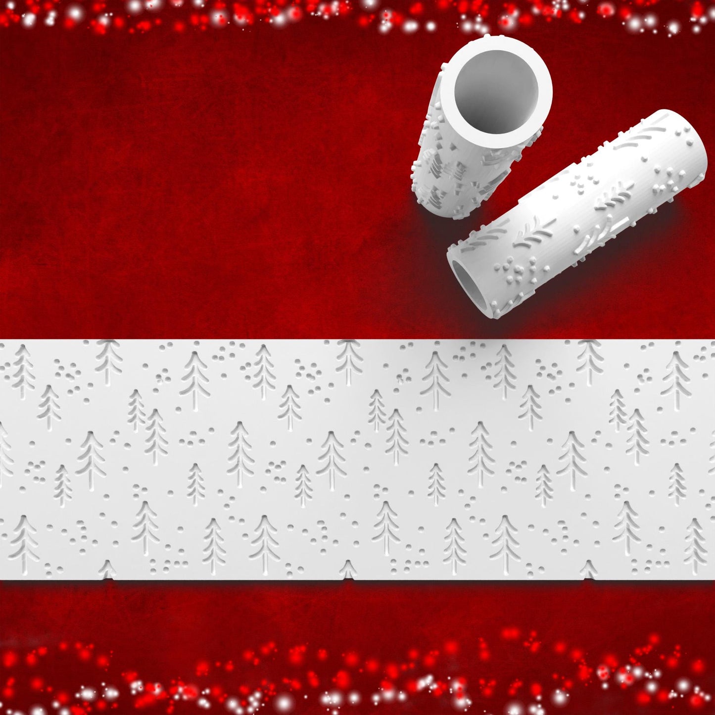 Snowy Pines Texture Roller – Christmas Design for Fondant, Clay & More