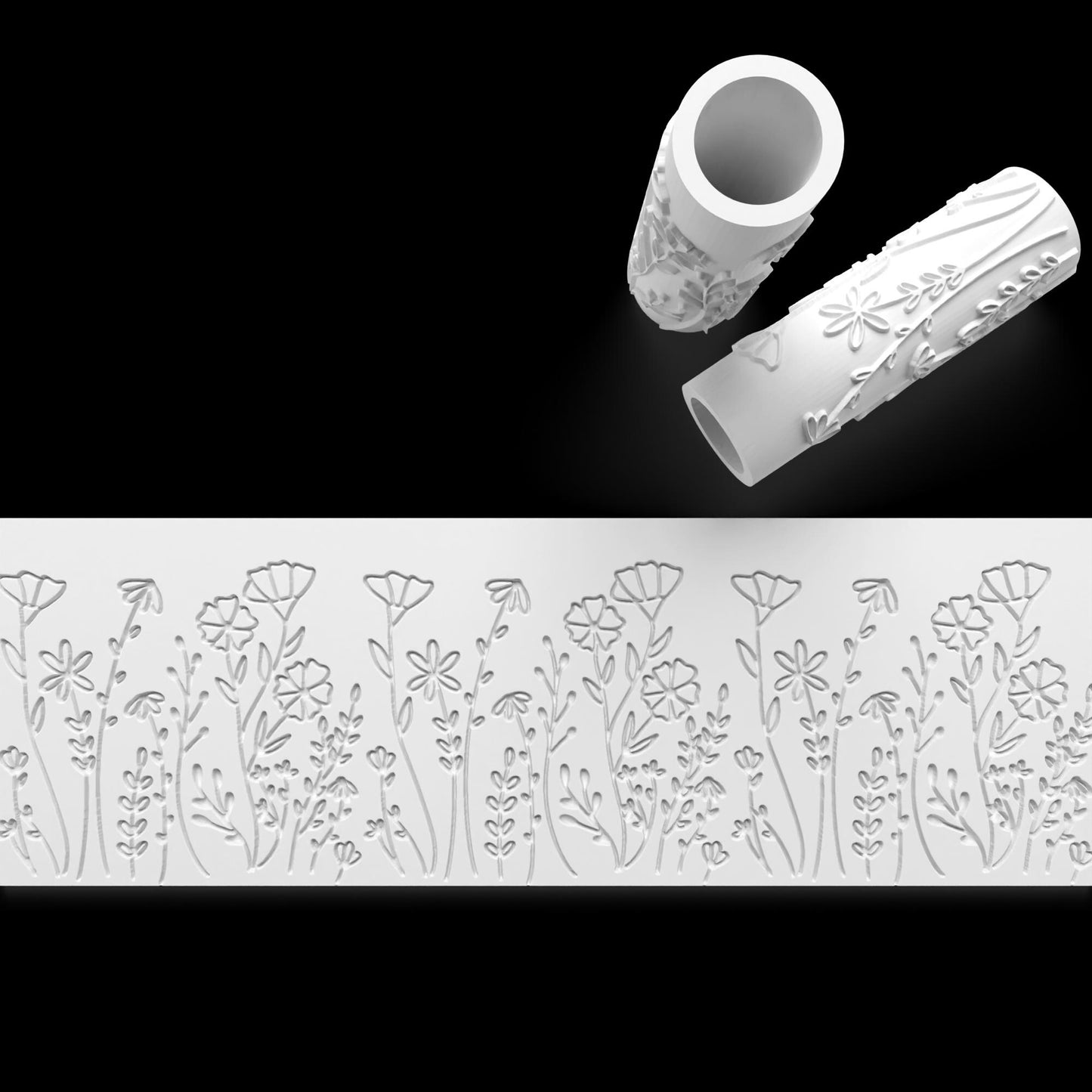 Wildflower Floral Texture Roller – Botanical Design for Clay & Fondant