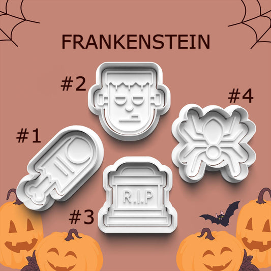 Frankenstein Halloween Cookie Cutter Set – Monster, RIP, Spider & Tube