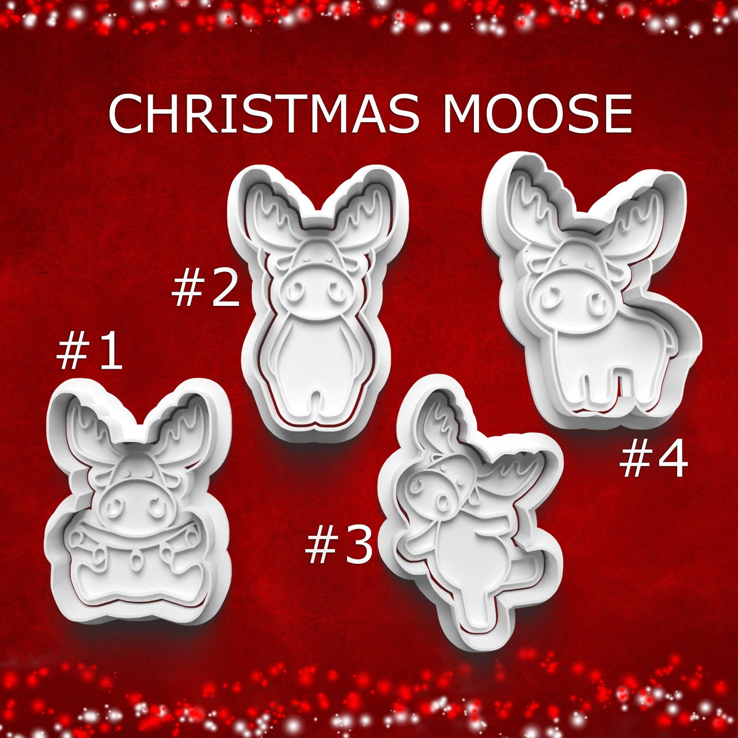 Christmas Moose Cookie & Clay Cutter Set – Cute Holiday Ornament Design