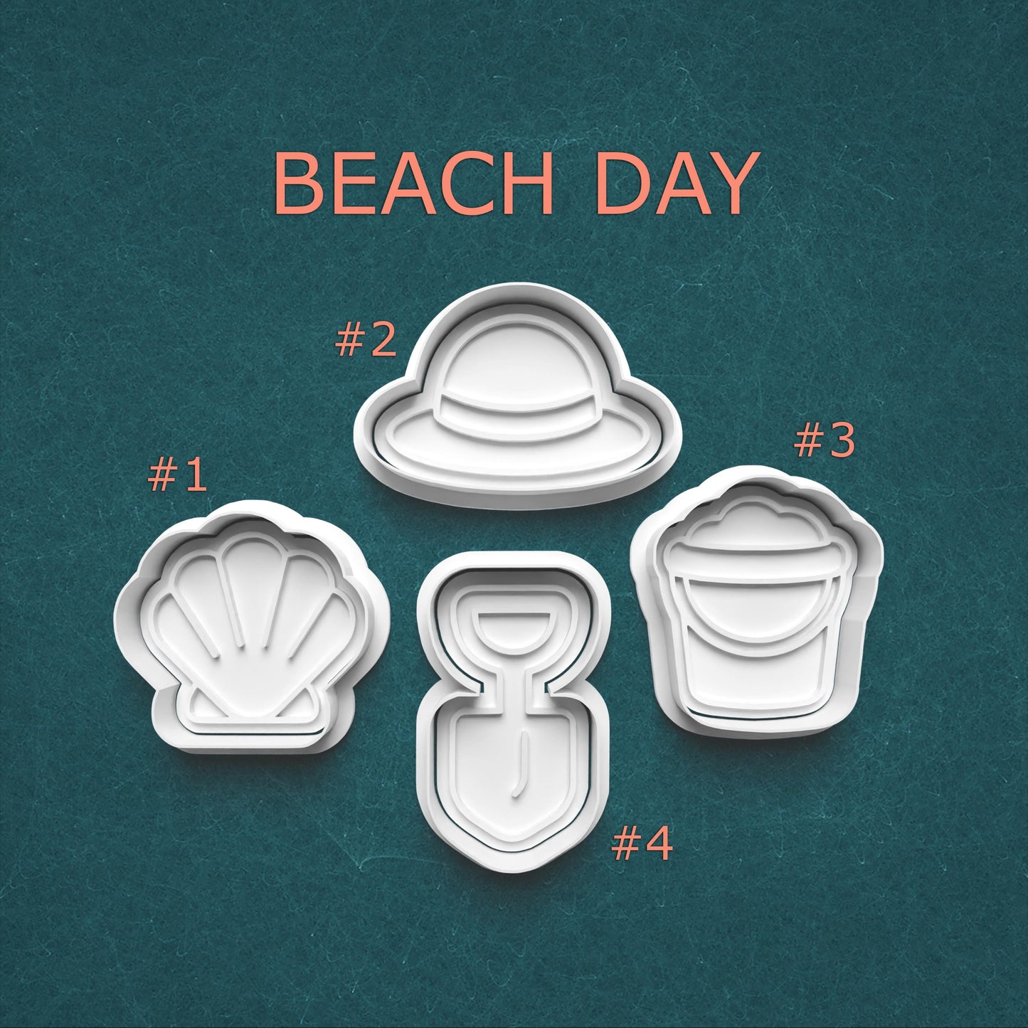 Beach Day Cookie Cutter Set, Seashell Pail Shovel Polymer Clay Cutter for Crafts, Pottery Stamp & Baking, Summer Beach Day Treats
