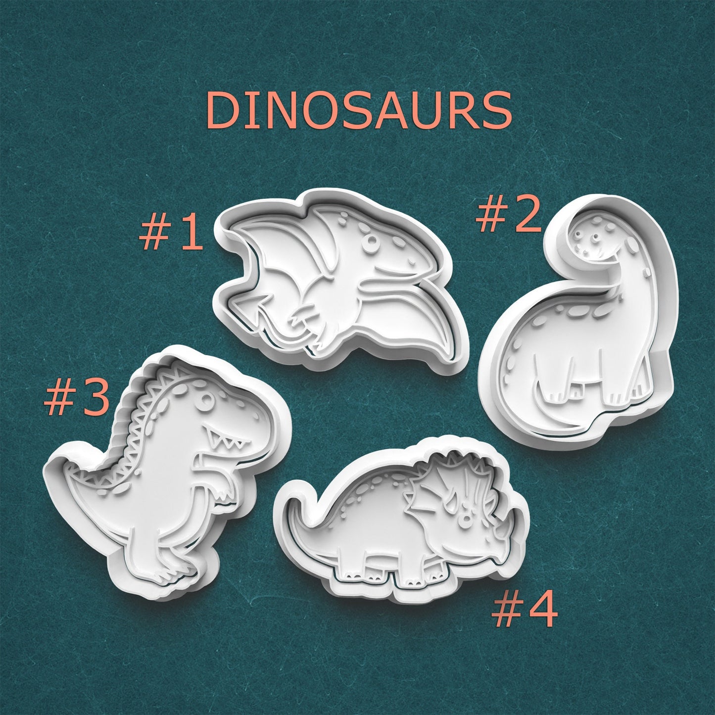 Dinosaur Cookie Cutter & Stamp Set – 4 Styles Available