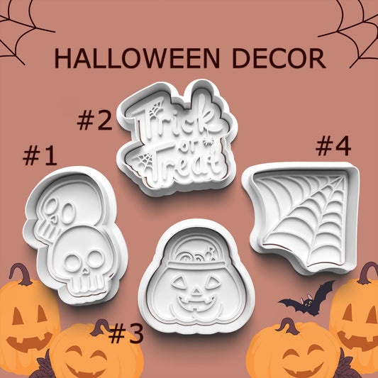 Halloween Decor Cookie Cutter Set – Skulls, Webs, Pumpkin & Treats