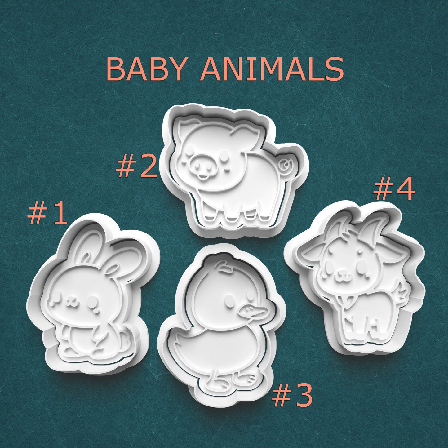 Baby Animals Cookie Cutter Set – 4 Cute Farm Friends