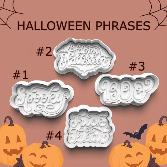 Halloween Phrases Cookie Cutter Set – Spooky, Boo, Trick or Treat, Happy Halloween