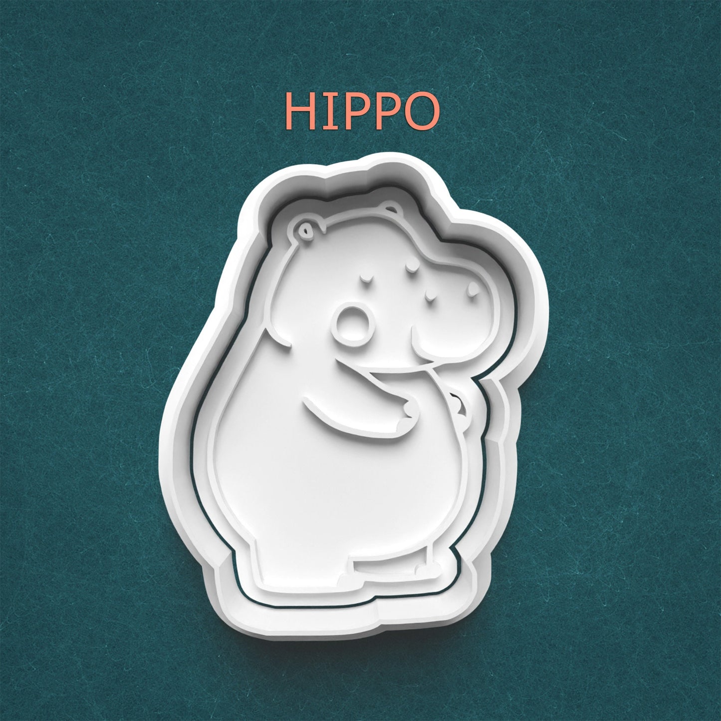 Hippo Cutter & Stamp – Cute Animal Cookie or Clay Design