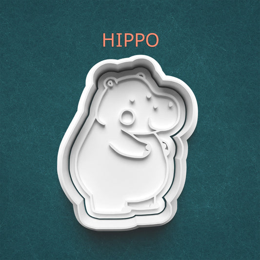Hippo Cutter & Stamp – Cute Animal Cookie or Clay Design