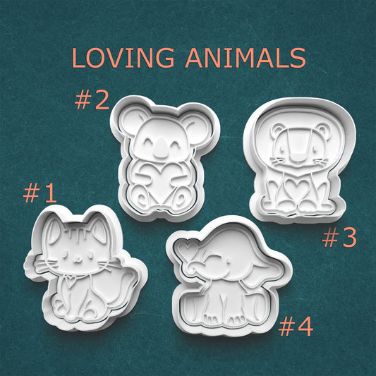 Loving Animals Cookie Cutter & Stamp Set – Valentine’s Edition (4 Sizes)
