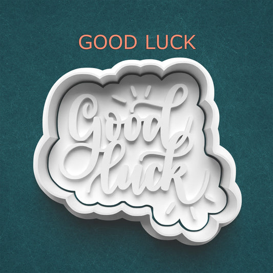 Good Luck Cutter & Stamp – Handwritten Phrase Cookie Design
