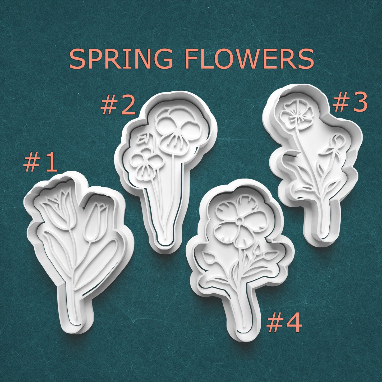Spring Flowers Cutter & Stamp Set – Tulips, Poppies, Pansies, and Daisies
