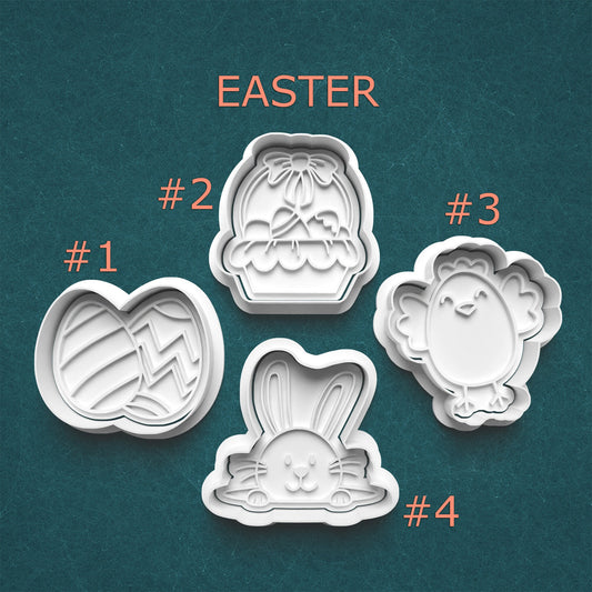 Easter Cookie Cutter Set – Bunny, Basket, Chick & Egg (4 Sizes)