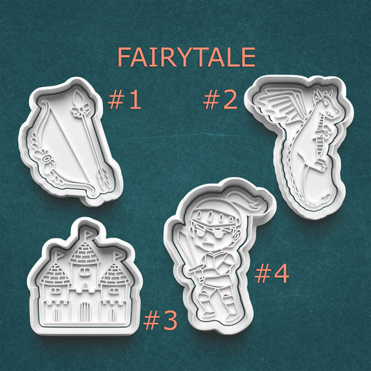 Fairytale Cookie Cutter Set – Dragon, Castle, Bow, & Hero (4-Pack)