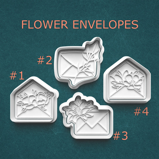 Flower Envelope Cookie Cutter Set – 4 Botanical Designs