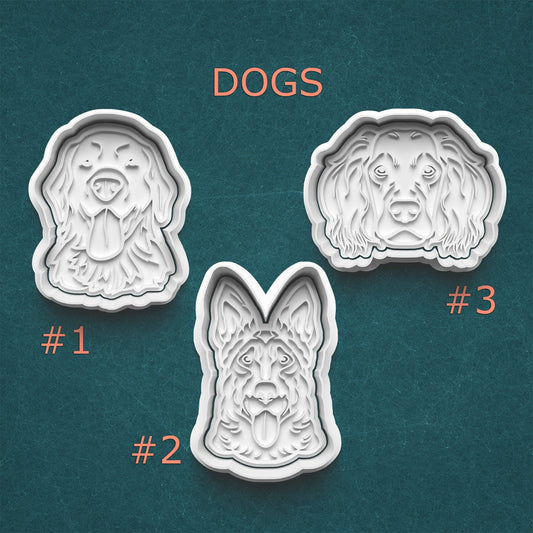 Dog Cookie Cutter & Stamp Set – Golden Retriever, German Shepherd, Springer Spaniel