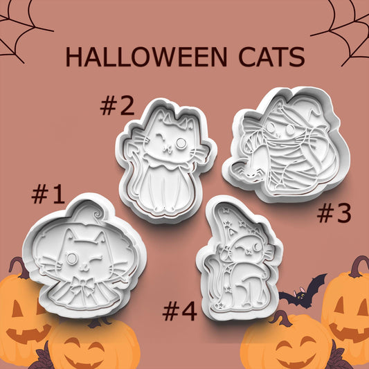 Halloween Cat Cookie Cutter & Stamp Set – 4 Styles Available
