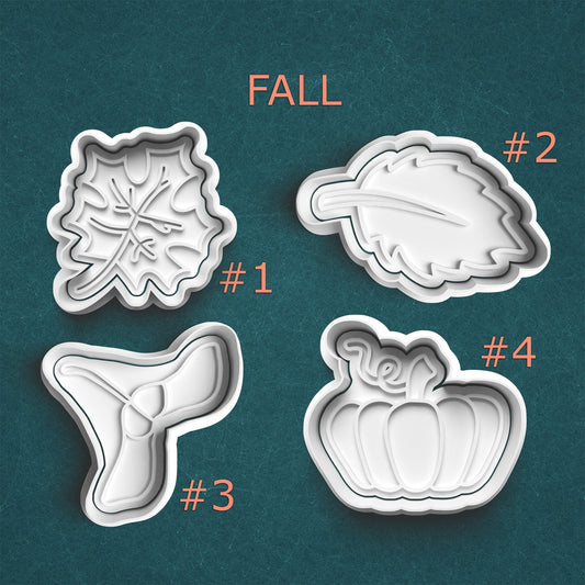 Fall Cutter & Stamp Set – Autumn Leaves, Acorn, and Pumpkin Designs