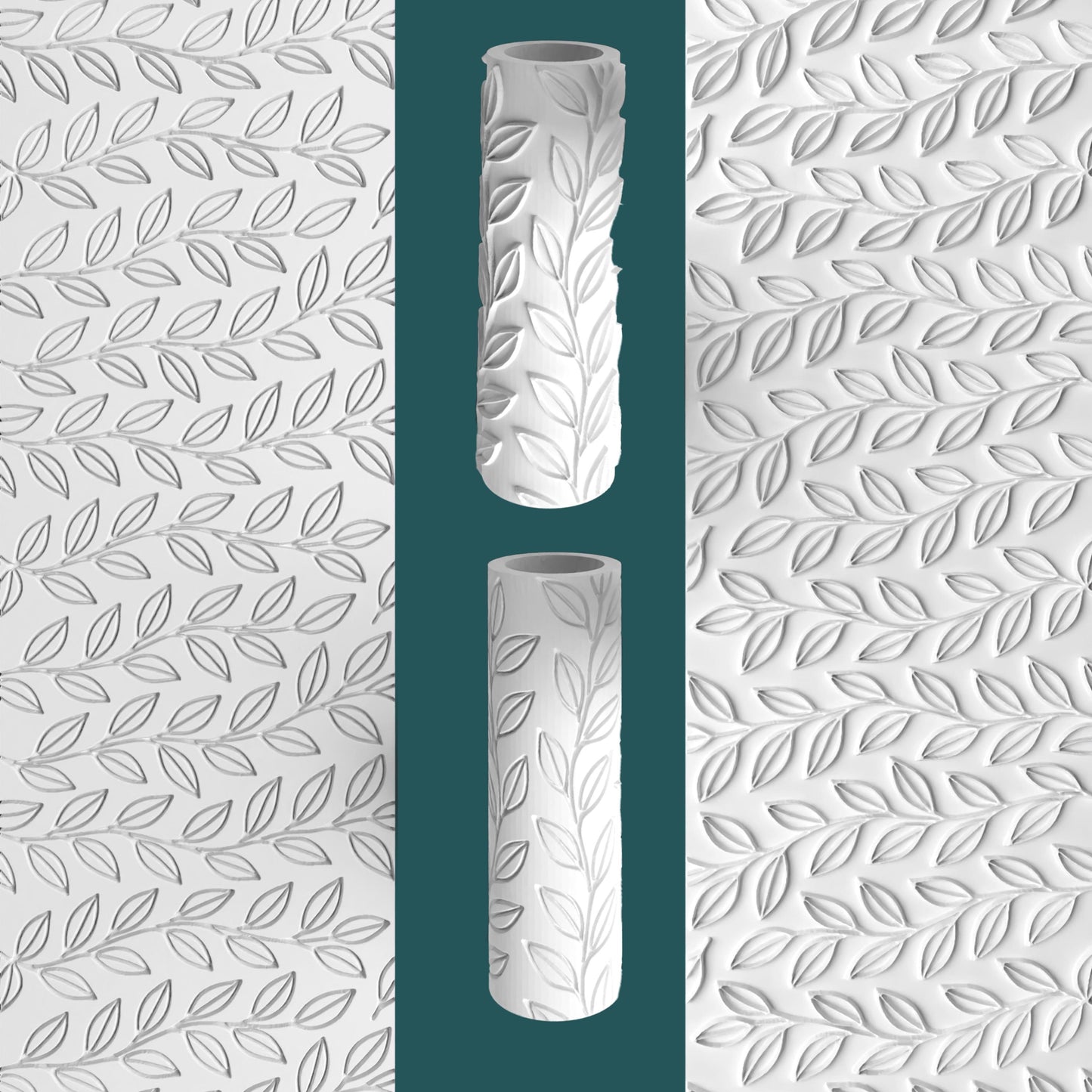 Botanical Leaf Texture Roller – Embossed Design for Fondant, Clay & More