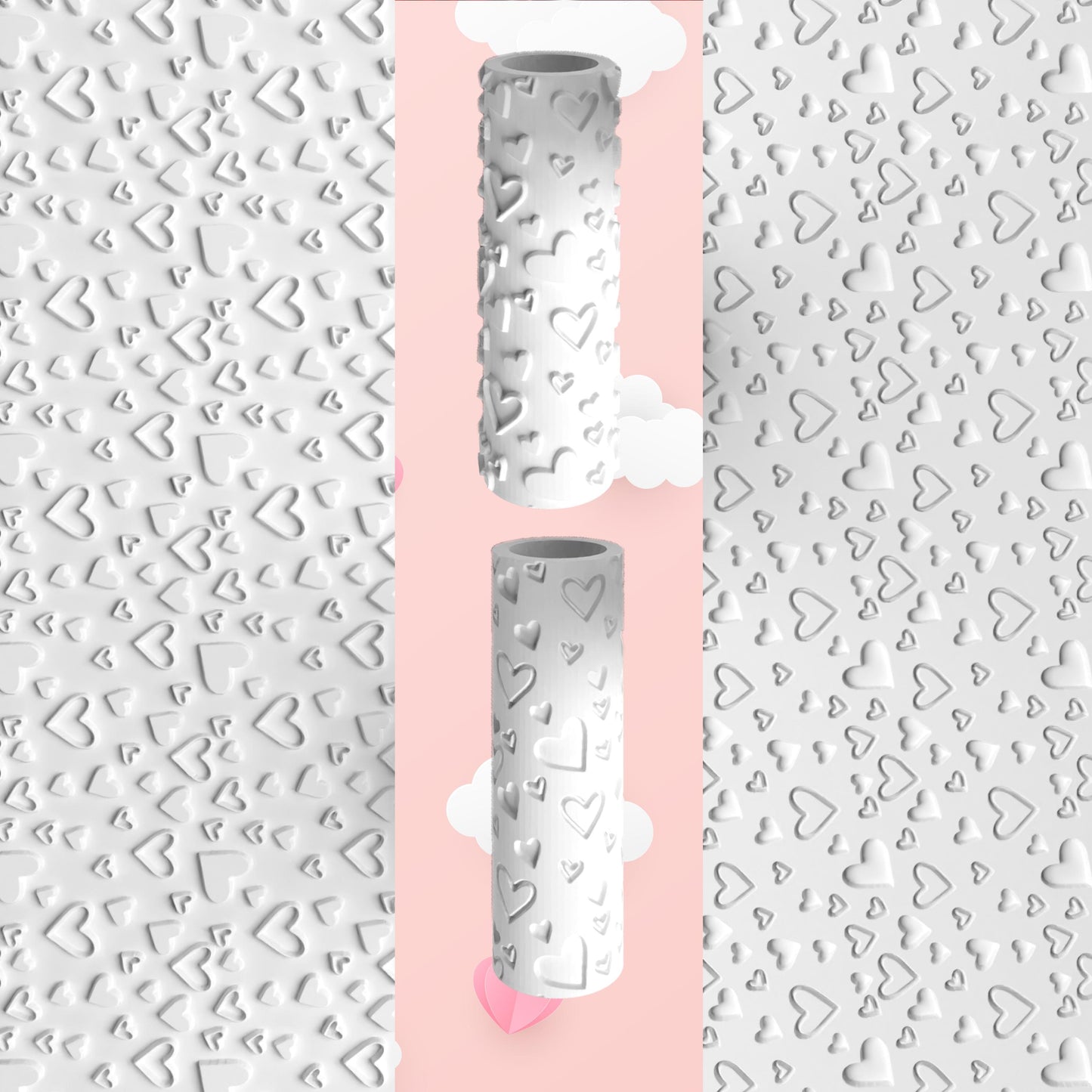Heart Pattern Texture Roller – Embossed Design for Fondant, Clay & Dough