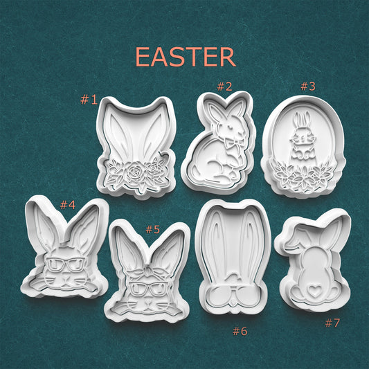 Easter Bunny Cookie Cutter Set – 7 Cute Rabbit Designs