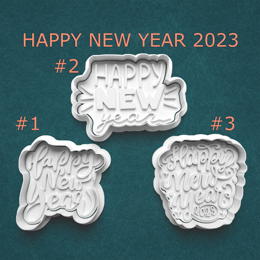 Happy New Year Cookie Cutter Set – 3 Festive Designs for 2023