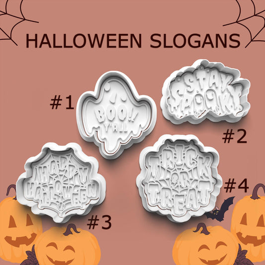 Halloween Slogan Cookie Cutter Set – Boo Y’all, Trick or Treat, Stay Spooky, Happy Halloween