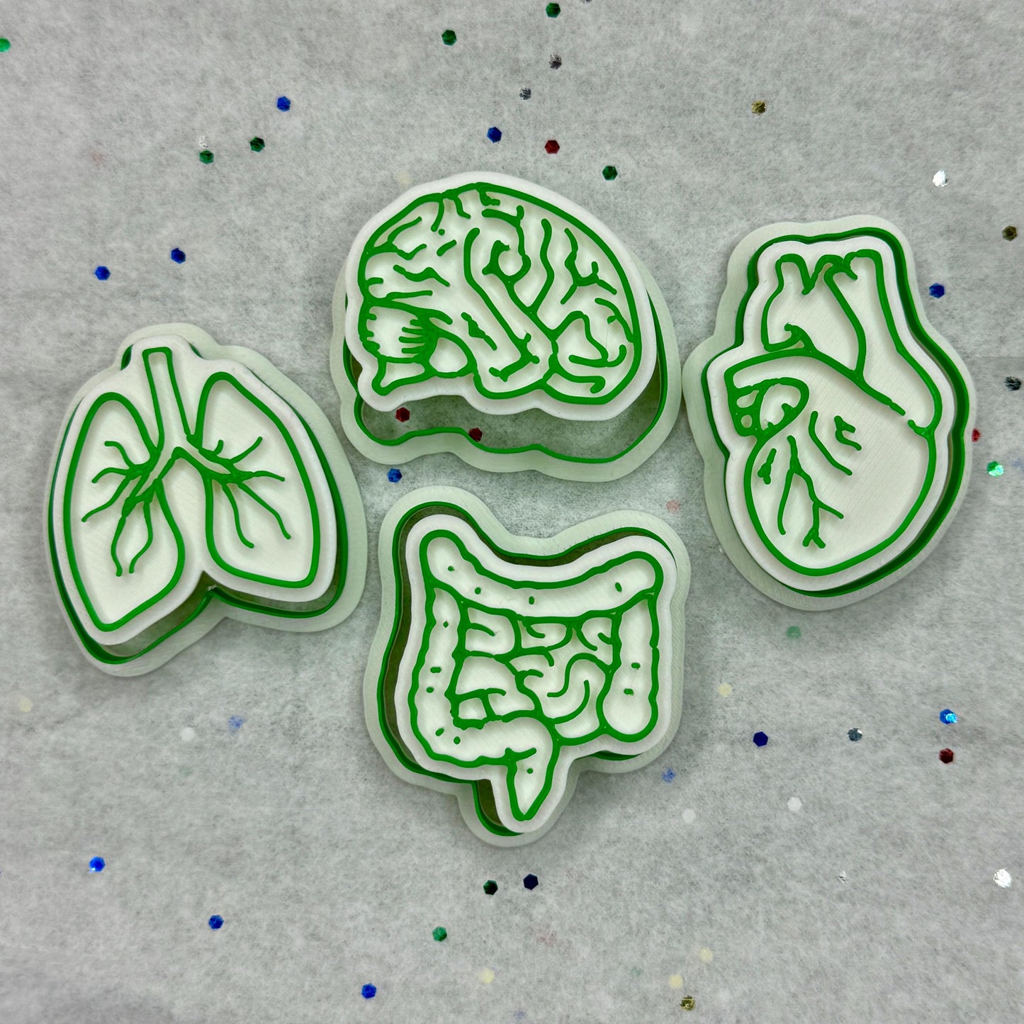 Human Organs Cookie Cutter Set – Brain, Heart, Intestines, Lungs