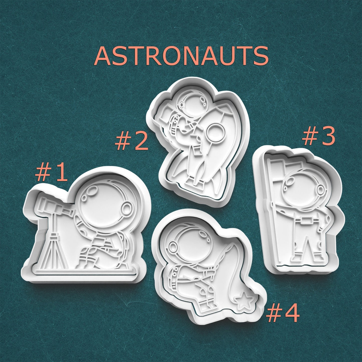 Astronaut Theme Cookie Cutter & Stamp Set – 4 Styles Available