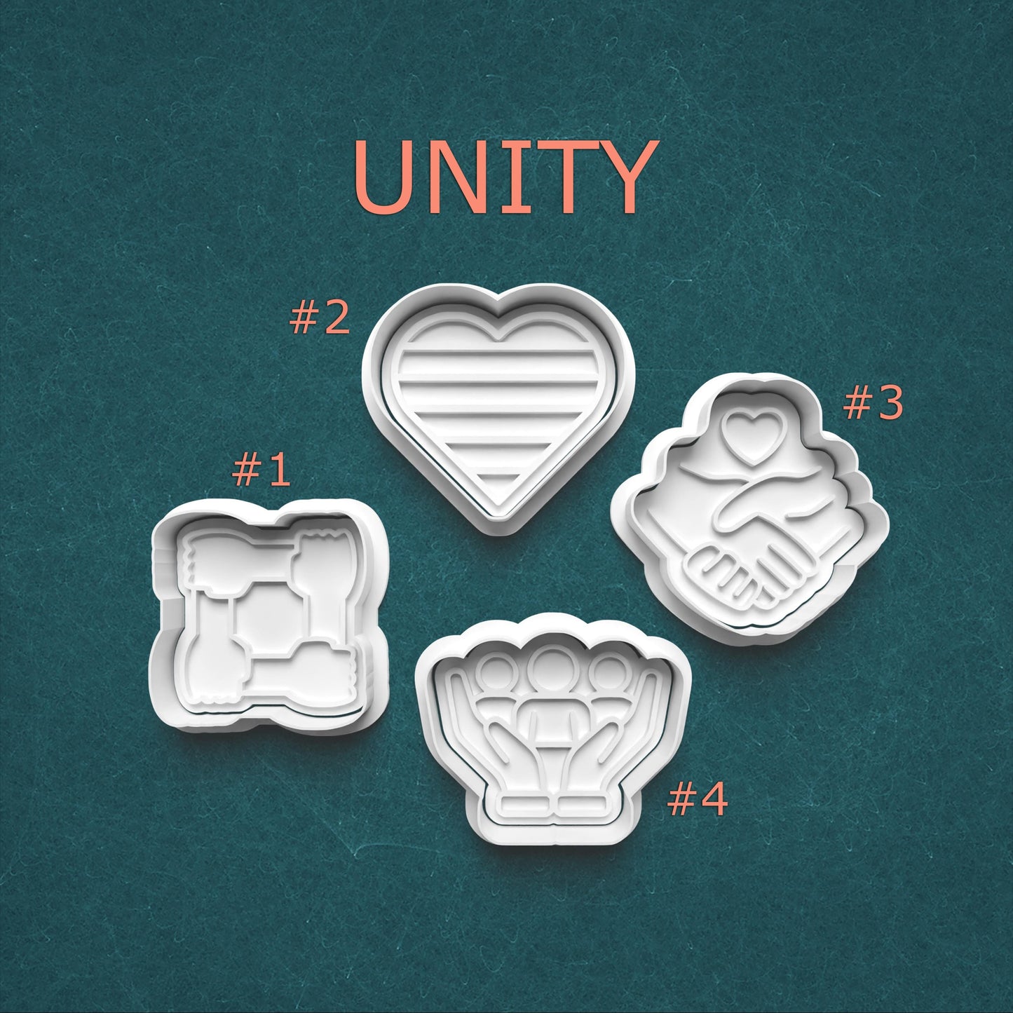 Unity Cookie Cutter Set – Heart, Handshake, Team