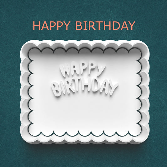 Happy Birthday Cookie Cutter – Festive Scalloped Frame with Bold Lettering