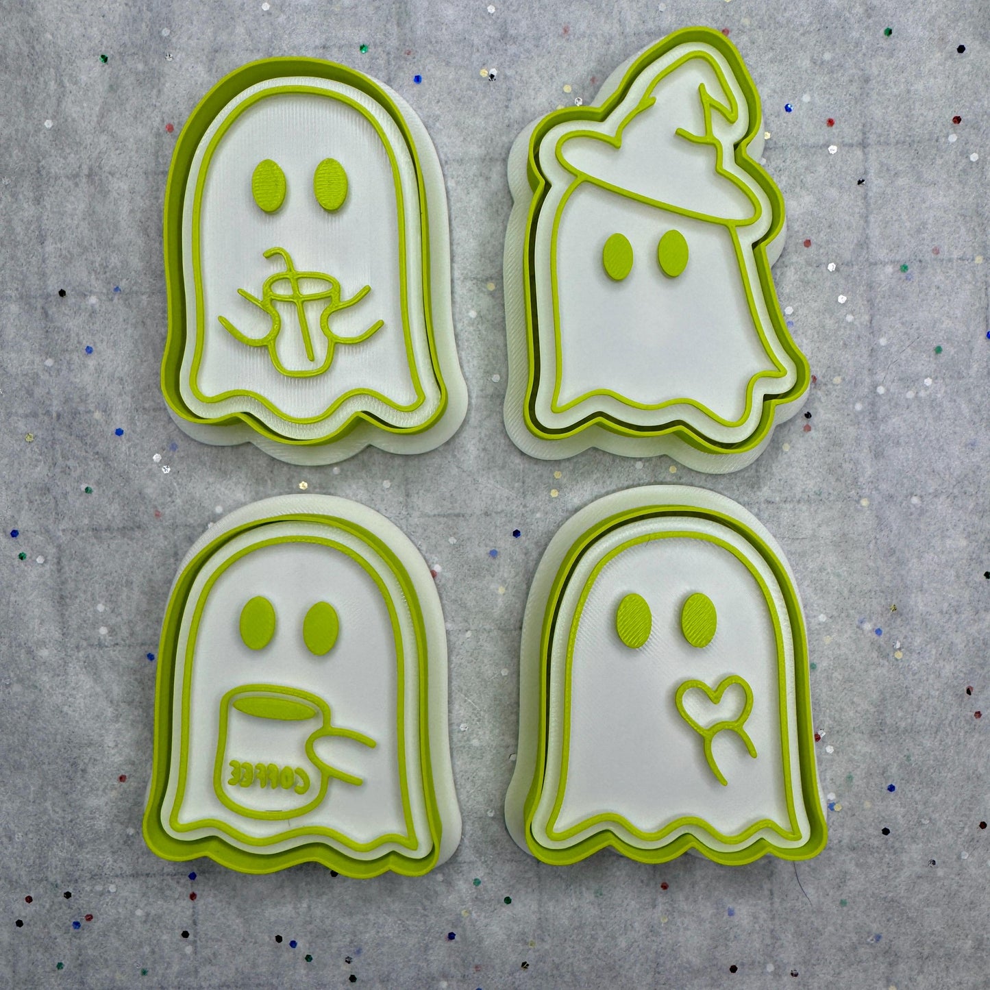 Cute Ghost Cookie Cutter & Stamp Set – 4 Styles Available