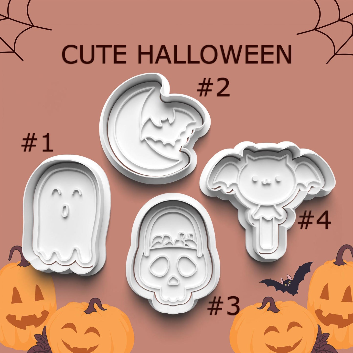 Cute Halloween Cookie Cutter Set – 4 Adorable Spooky Designs
