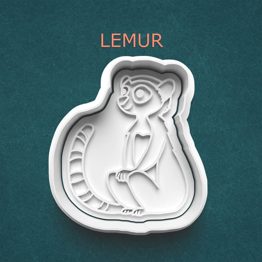 Lemur Cutter & Stamp – Cute Jungle Animal Cookie or Clay Design