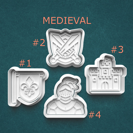 Medieval Cutter & Stamp Set – Knight, Castle, Sword, and Crest Shapes