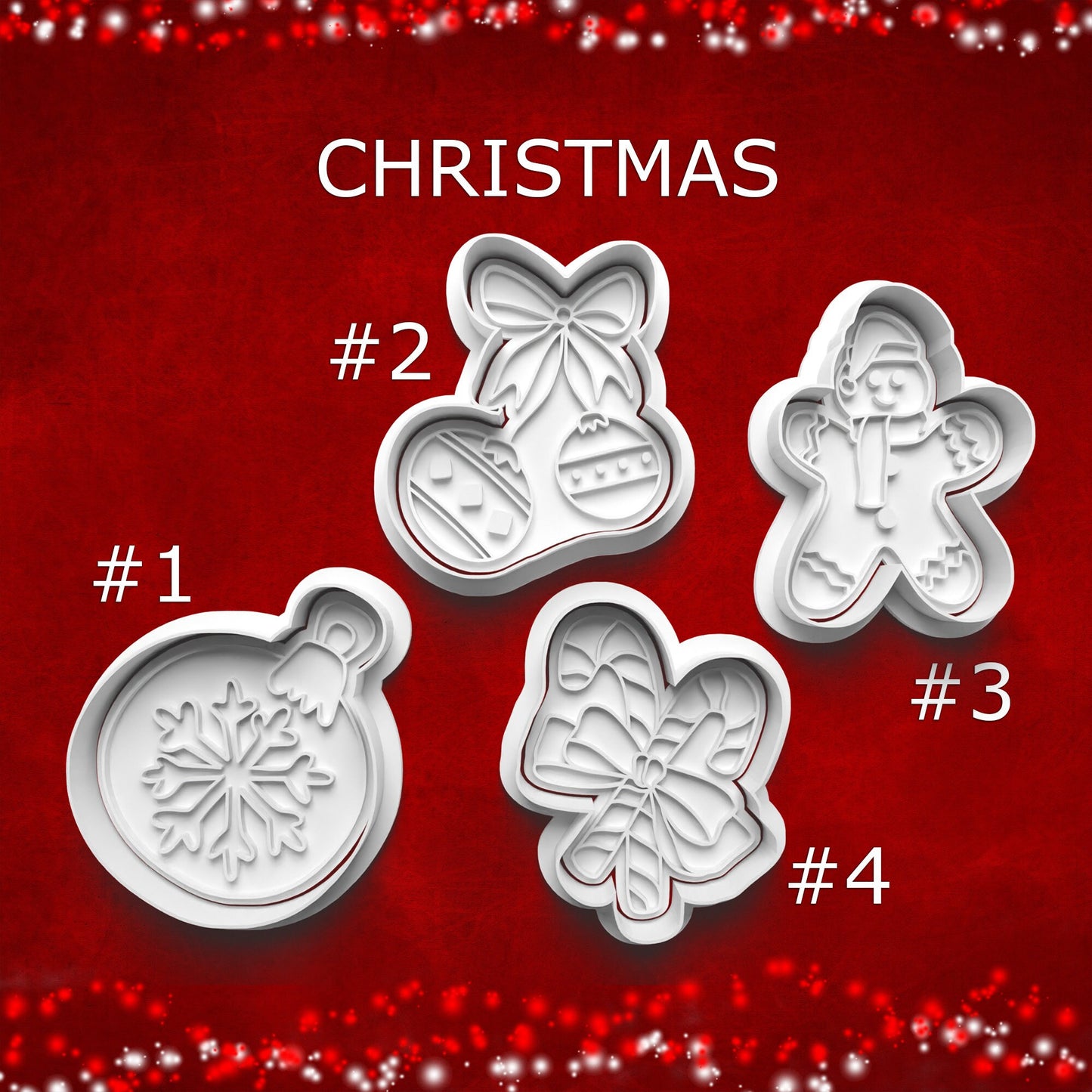 Christmas Cookie Cutter Set – Ornament, Baubles, Gingerbread & Bow