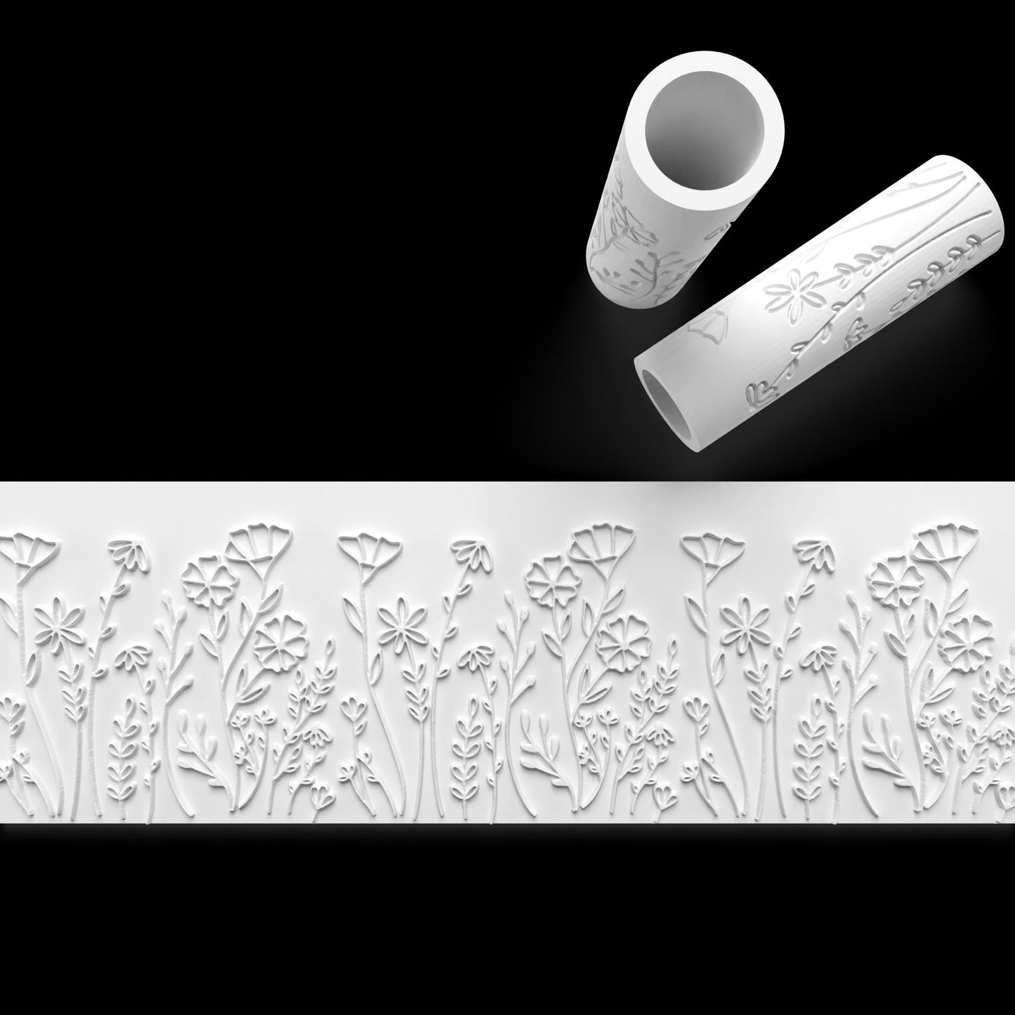Wildflower Floral Texture Roller – Botanical Design for Clay & Fondant