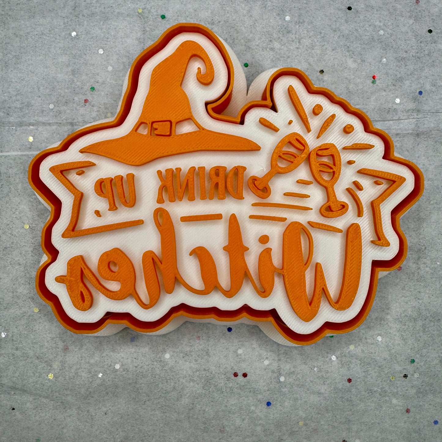 Drink Up, Witches Cookie Cutter – Halloween Party Cutter with Witch Hat & Glasses