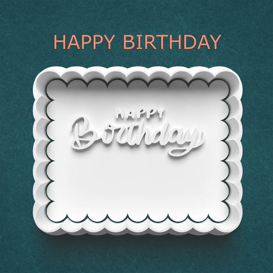 Happy Birthday Cookie Cutter – Script Font Plaque