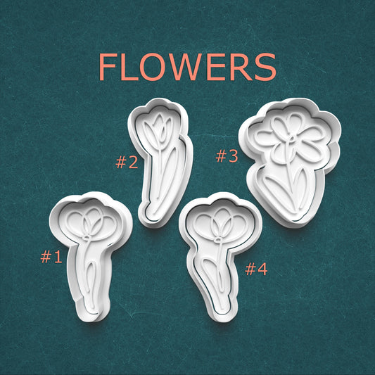 Flower Cookie Cutter & Stamp Set – 4 Blooming Styles Available