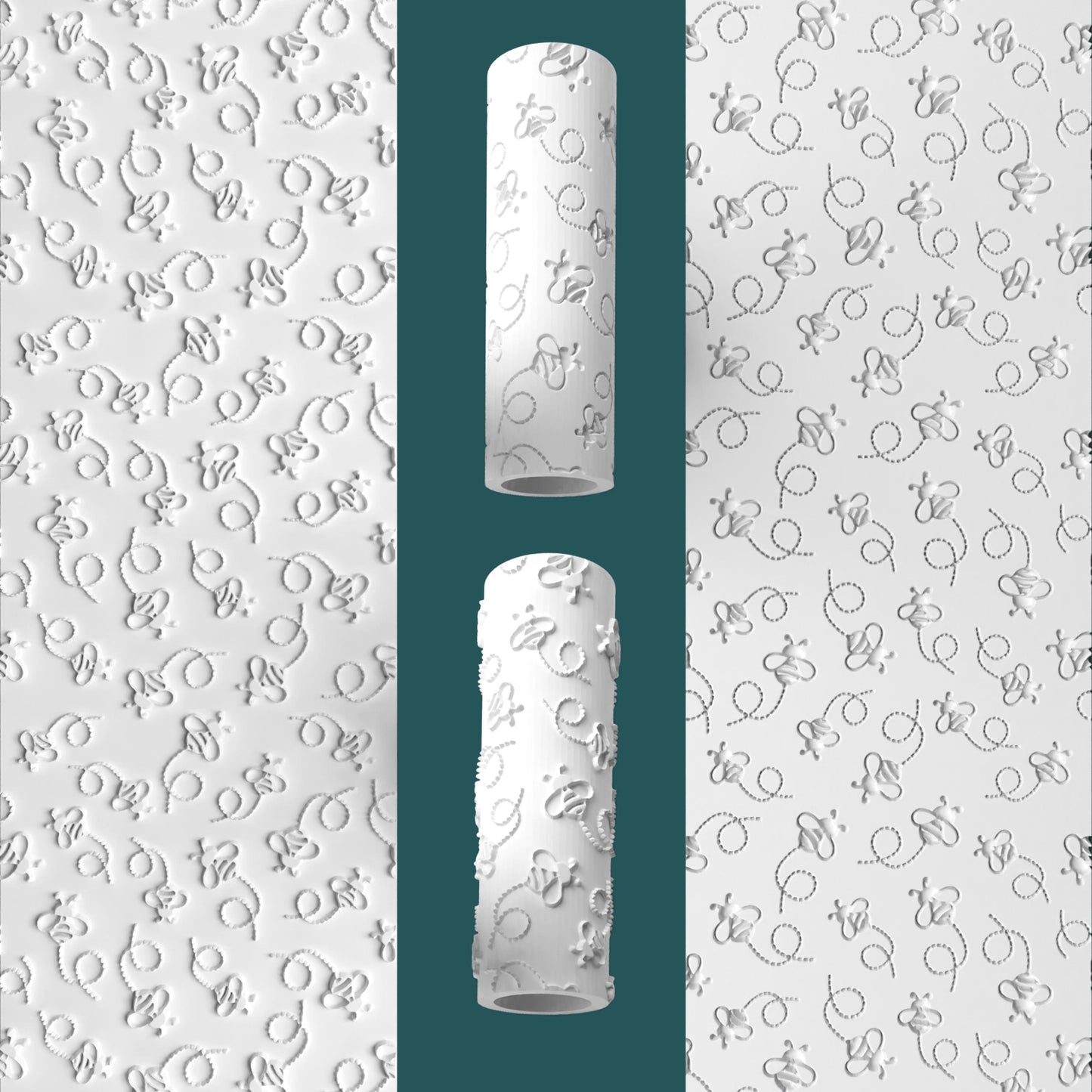 Bee Trail Texture Roller – Embossed Bee & Flight Path for Clay & Fondant