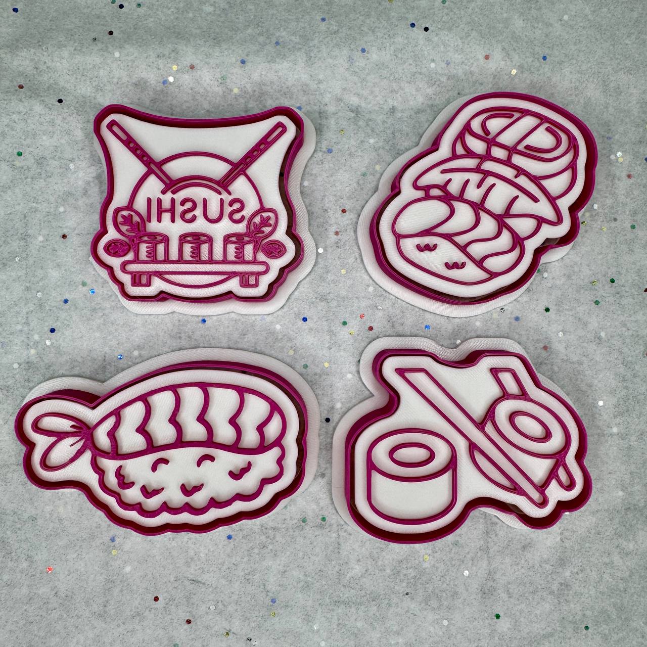 Sushi Cookie Cutter & Stamp Set – 4 Japanese-Inspired Designs